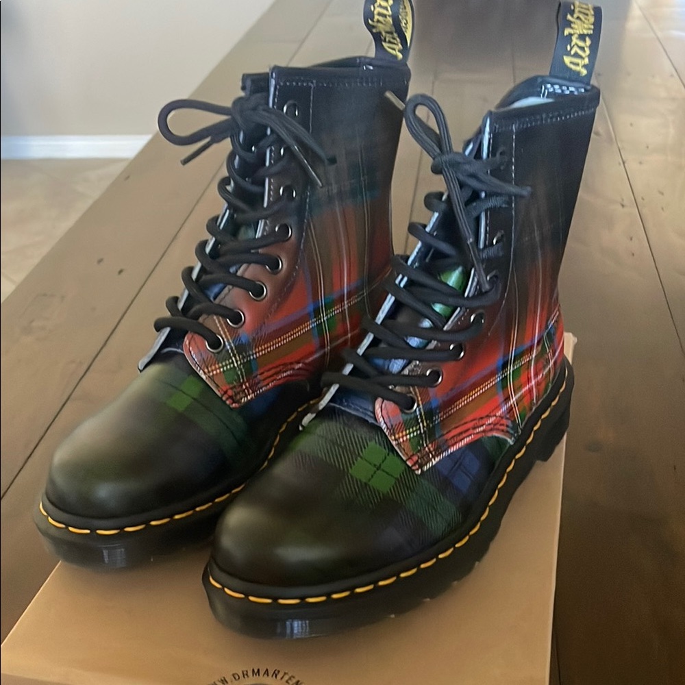 Dr. Martens Multicolor 1460 Tartan Boots. US Size 6